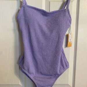 Kona Sol One Piece Pucker Texture Light Purple Women’s Swim Suit Size Small NWT